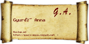 Gyuró Anna névjegykártya