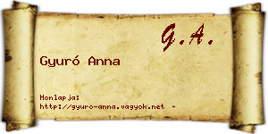Gyuró Anna névjegykártya